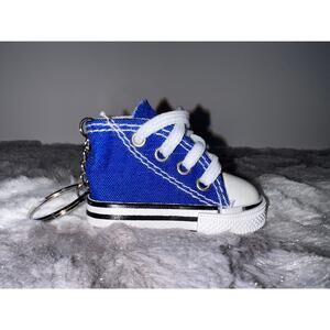 High Top Canvas Sneaker Keychain Key Ring blue Fob Holder Gym Basketball